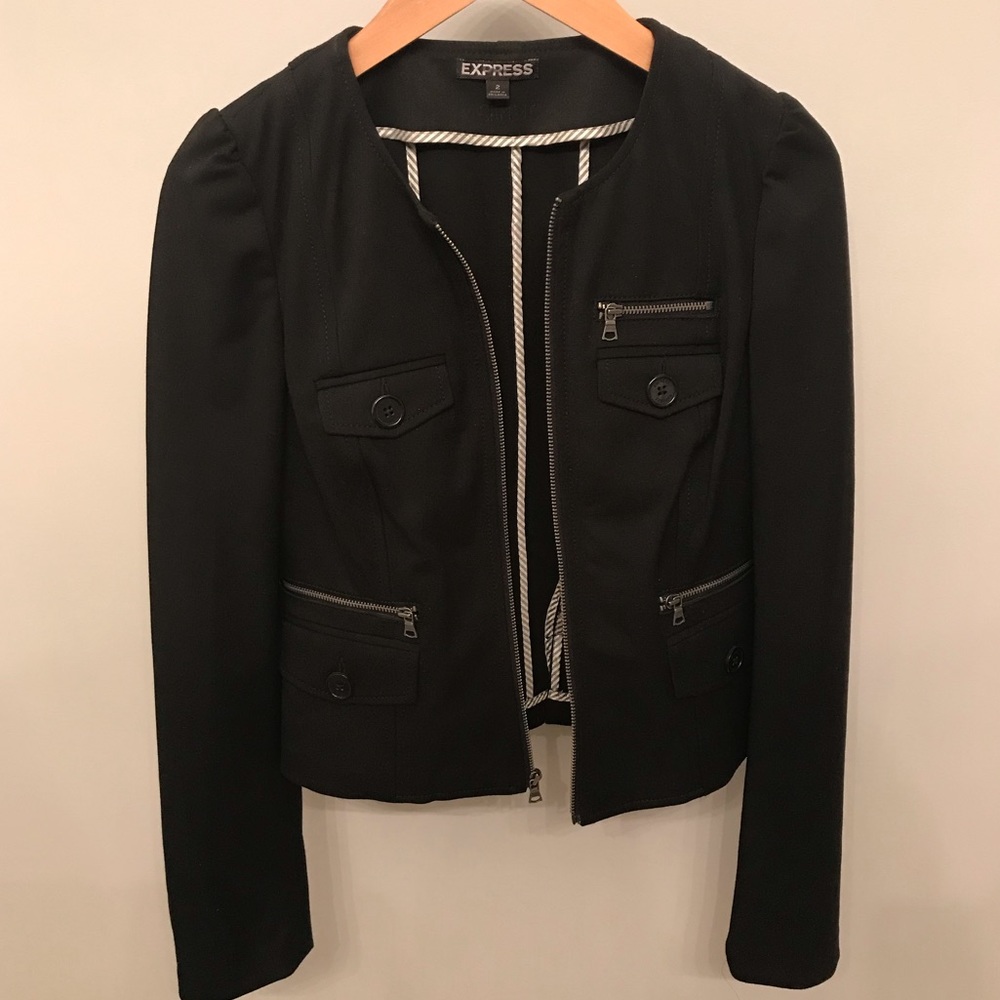 Black Collarless Blazer